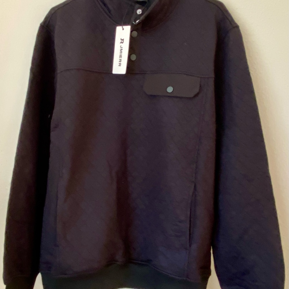 R JMierr Black Quilted Pullover Sweatshirt